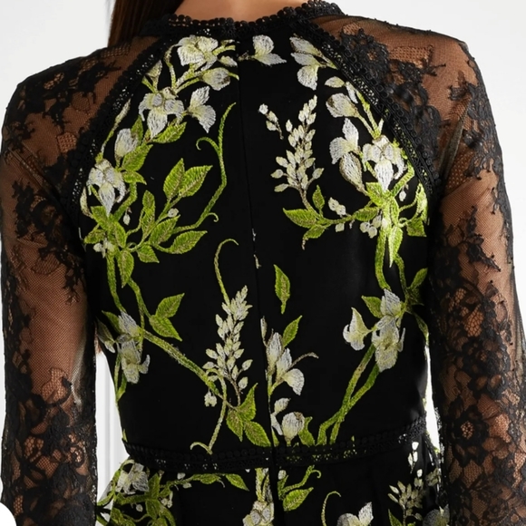 Marchesa Notte Embroidered Lace Tulle Dress - Picture 2 of 4